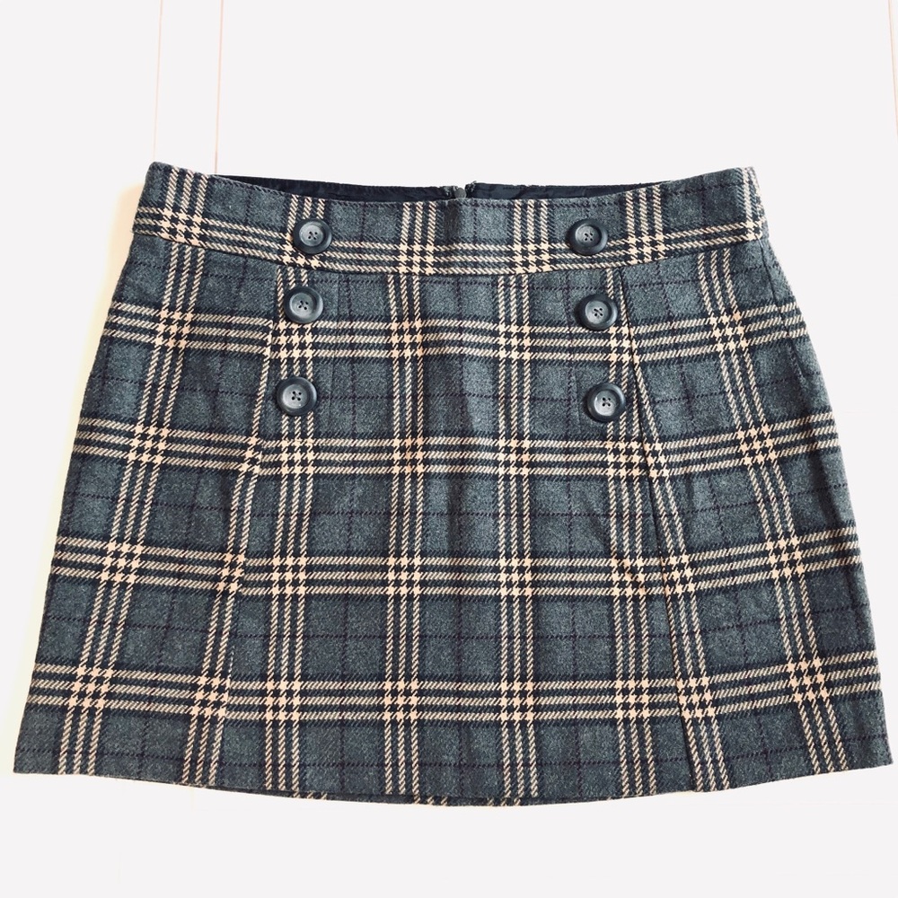 GAP Gray Tartan Plaid Mini Skirt Lined Size 12